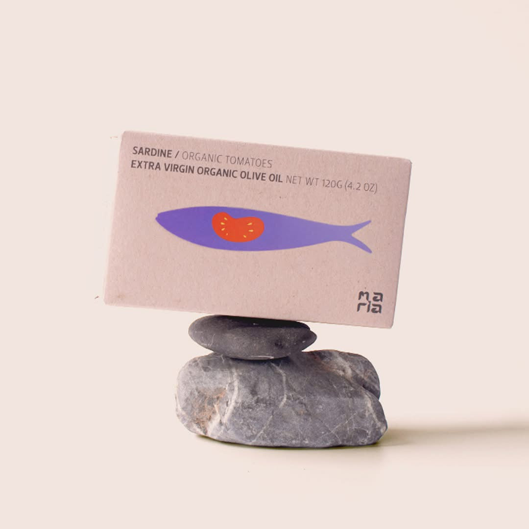 Sardinės ekologiškame pomidorų padaže ir pirmo spaudimo alyvuogių aliejuje (BIO) | Maria Organic