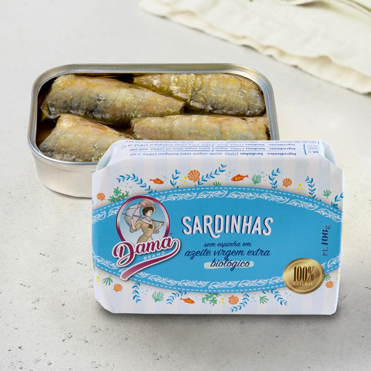 Sardines in organic extra virgin olive oil, boneless (BIO) | Dama